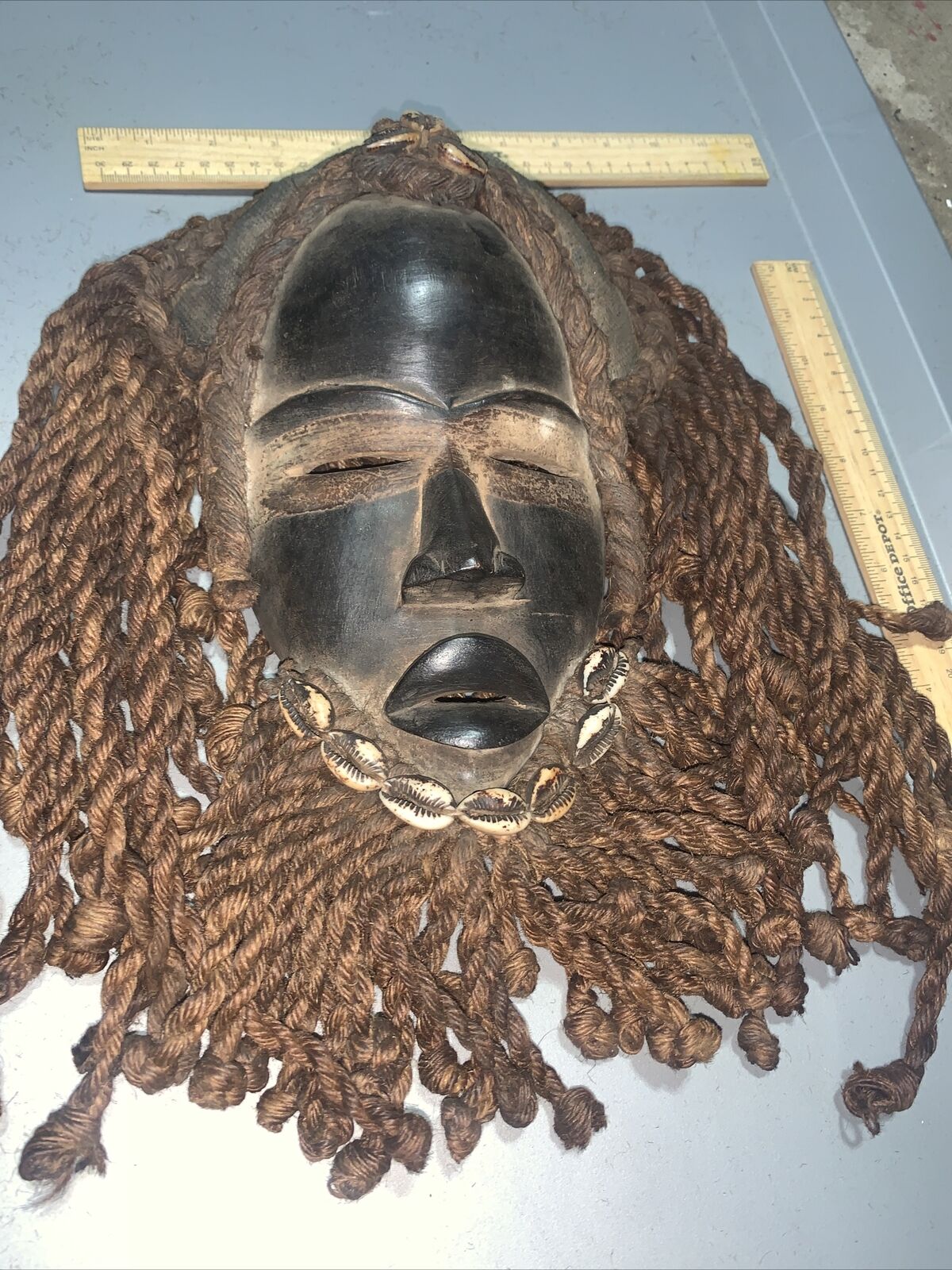 Dan Mask with Cowries and Rope Beard African mask great size OFFERS #15