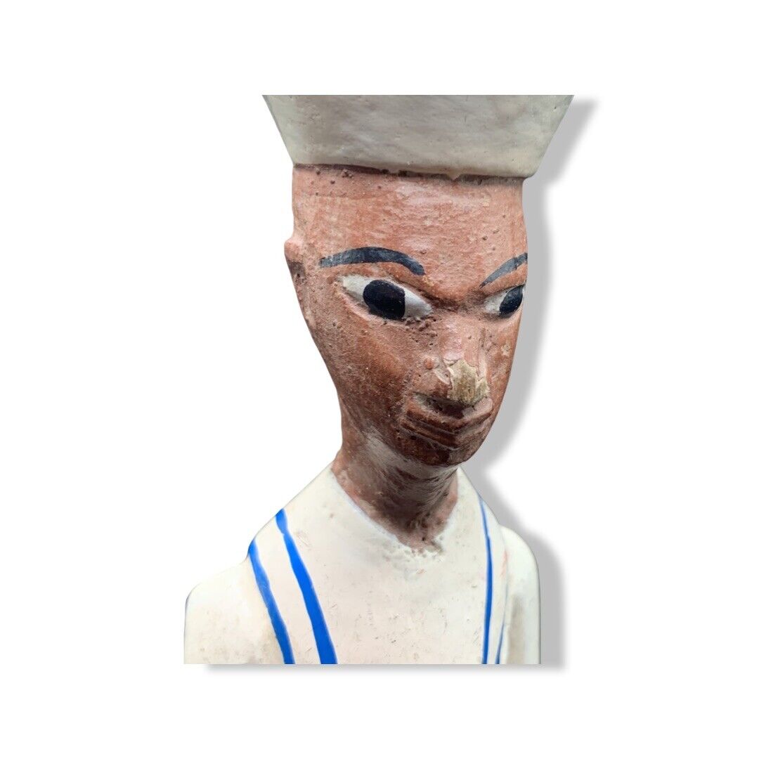African Ivory Coast Baule Colonial  Male Statue Hand Carved Painted Sailor