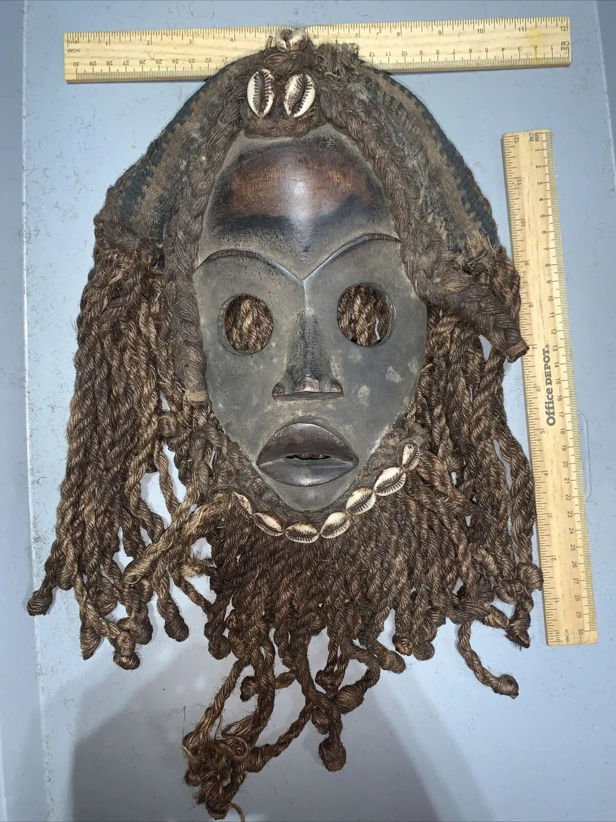 Dan Mask with Cowries and Rope Beard African mask great size OFFERS #2